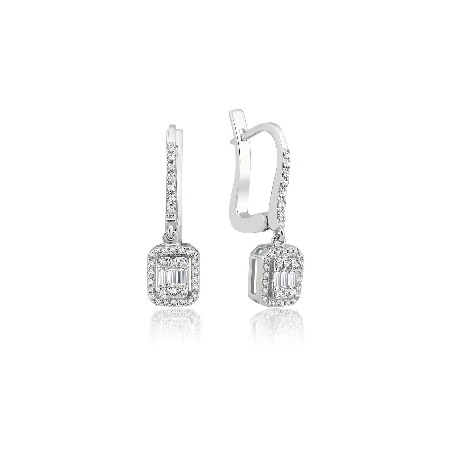 Cercei MD09935 din aur alb 14k cu diamante - Bijuterii LA ROSA