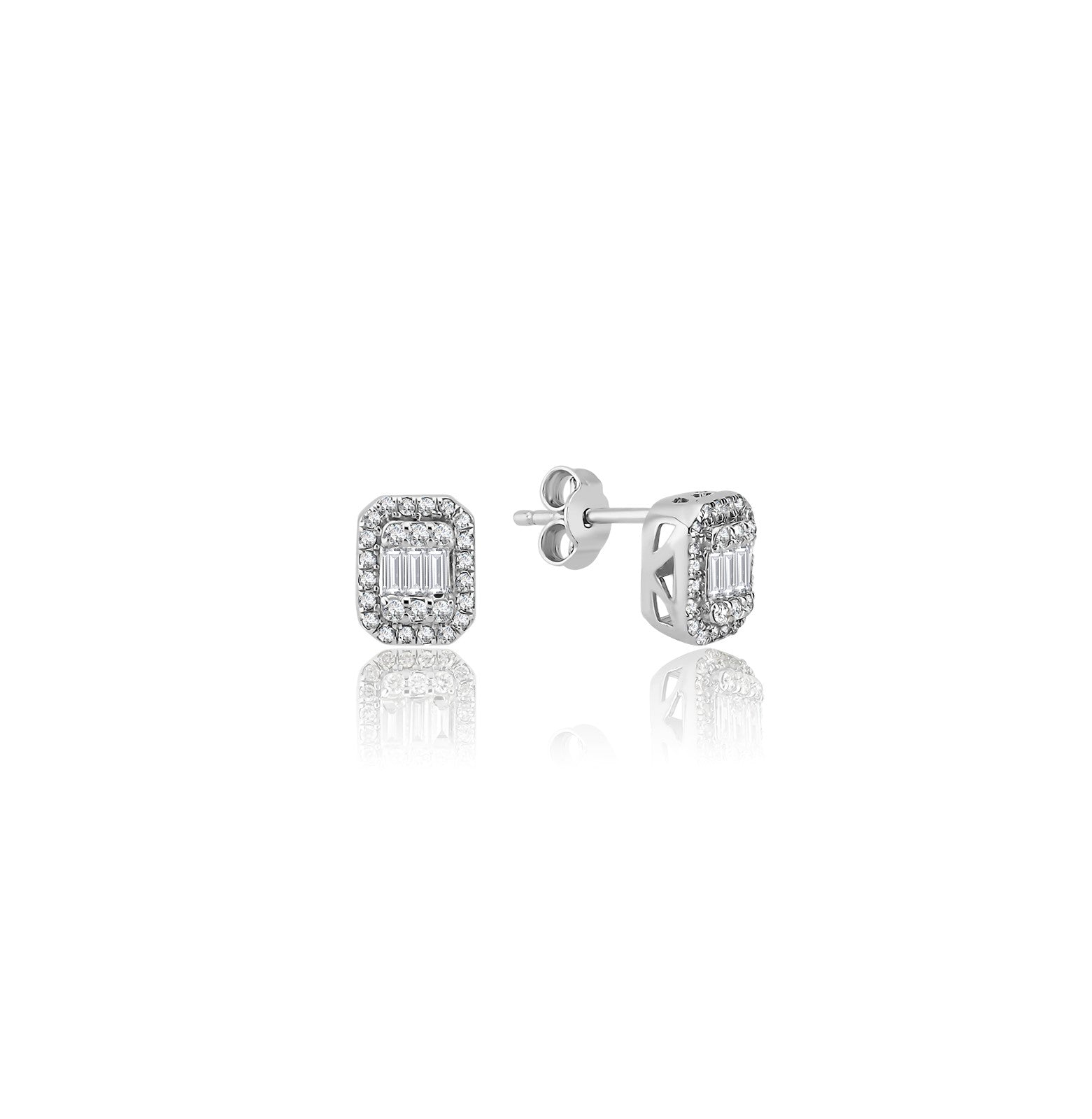 Cercei MD16568 din aur alb 14k cu diamante - Bijuterii LA ROSA