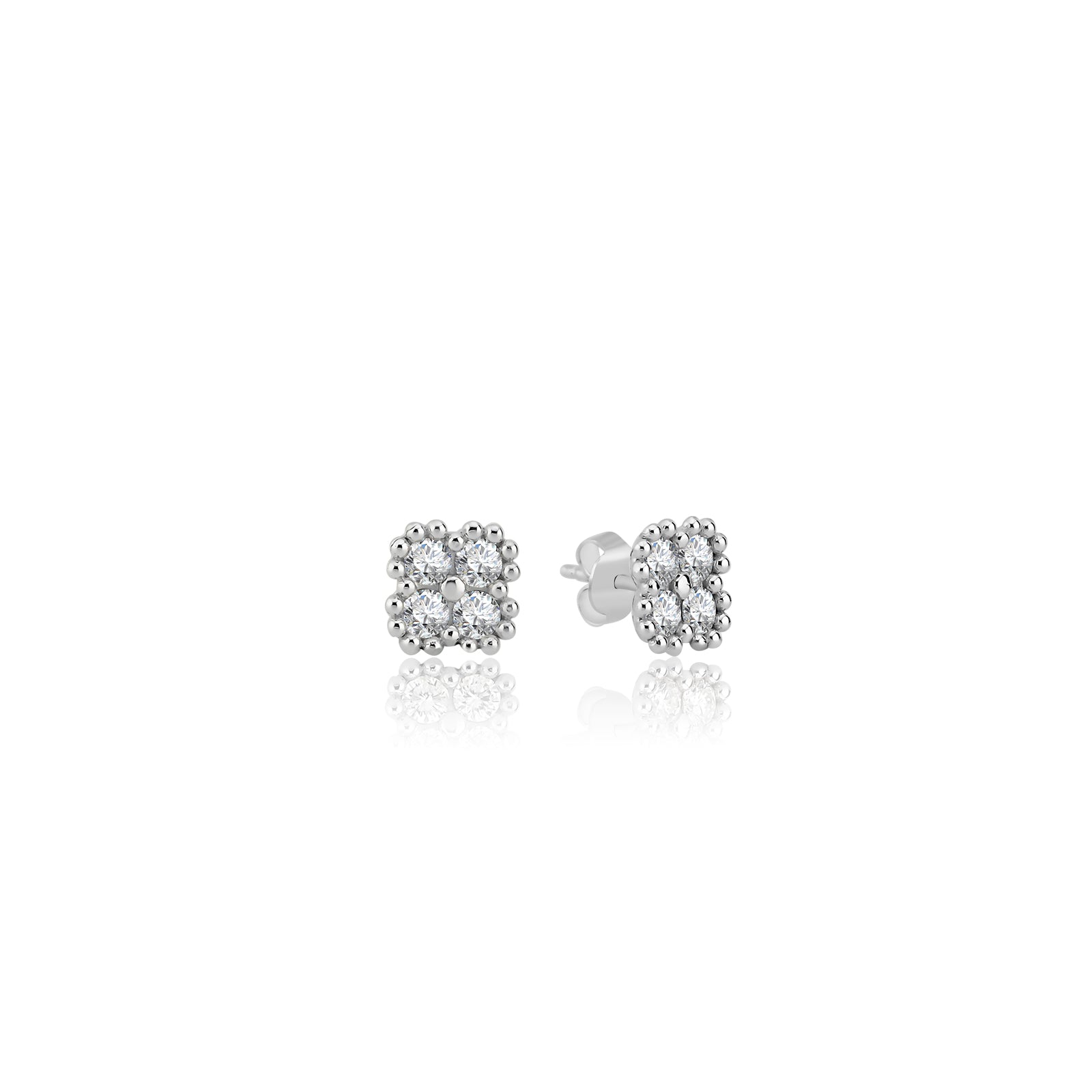 Cercei MD24196 din aur alb 14k forma floare cu diamante - Bijuterii LA ROSA