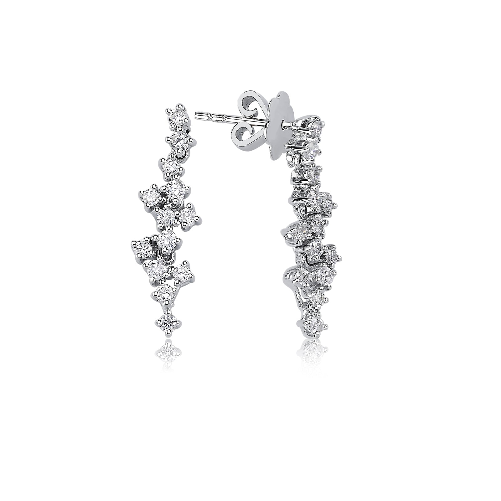 Cercei MD27548 din aur alb 14k cu diamante - Bijuterii LA ROSA