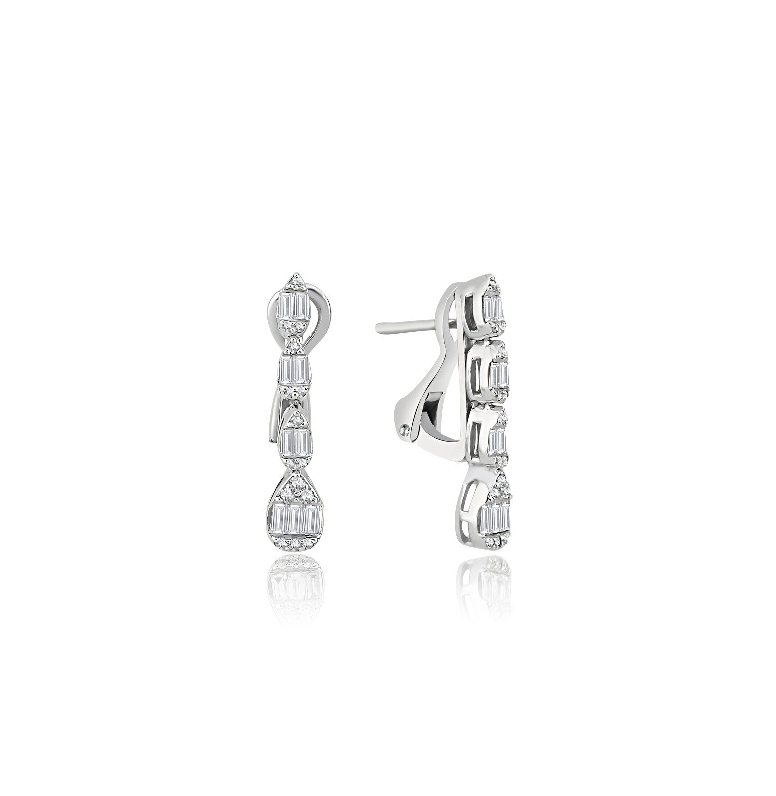Cercei MD27555 din aur alb 14k cu diamante - Bijuterii LA ROSA