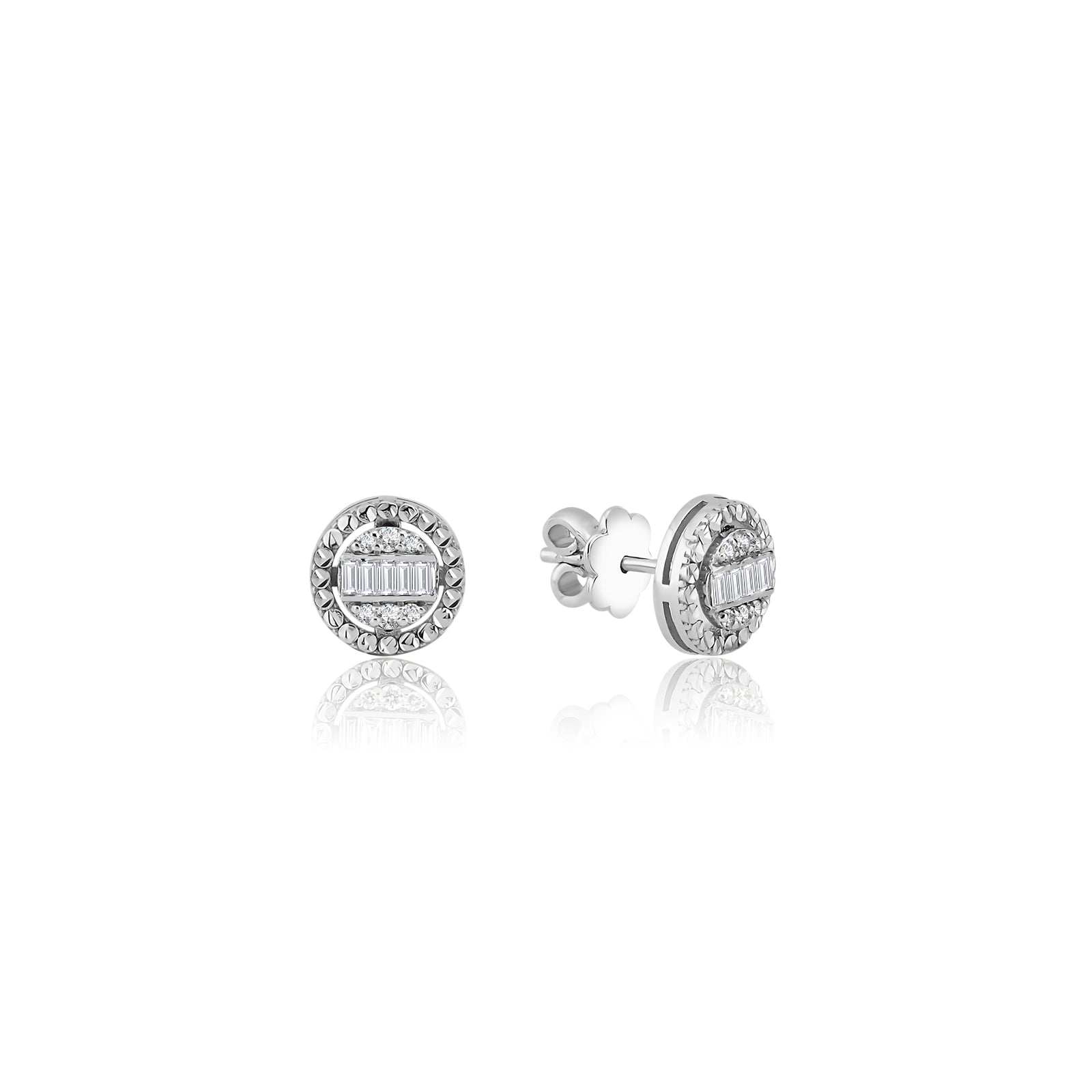 Cercei MD32682 din aur alb 14k forma rotunda cu diamante - Bijuterii LA ROSA