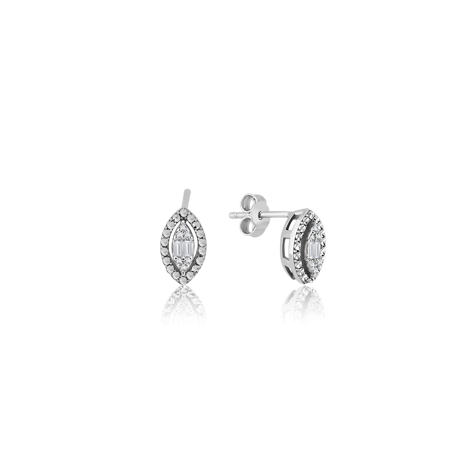 Cercei MD38588 din aur alb 14k forma marquise cu diamante - Bijuterii LA ROSA