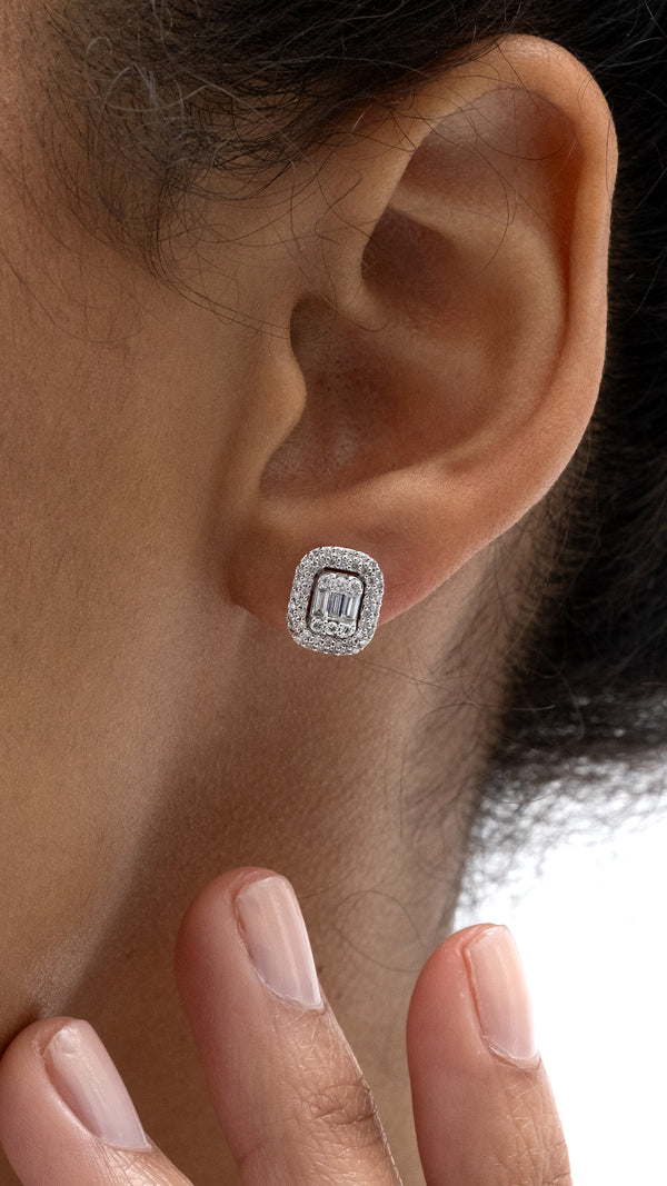 Cercei MD43211 din aur alb 14k cu diamante - Bijuterii LA ROSA