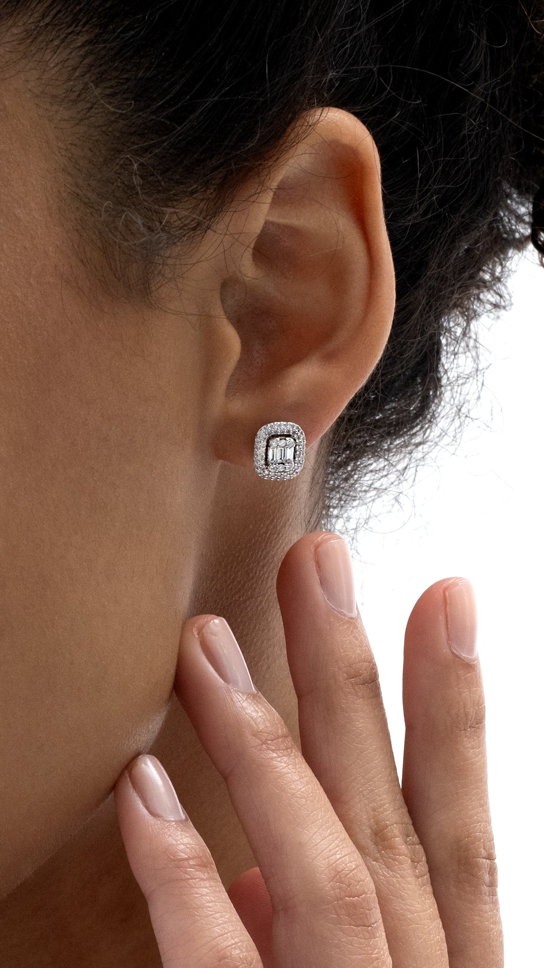 Cercei MD43211 din aur alb 14k cu diamante - Bijuterii LA ROSA