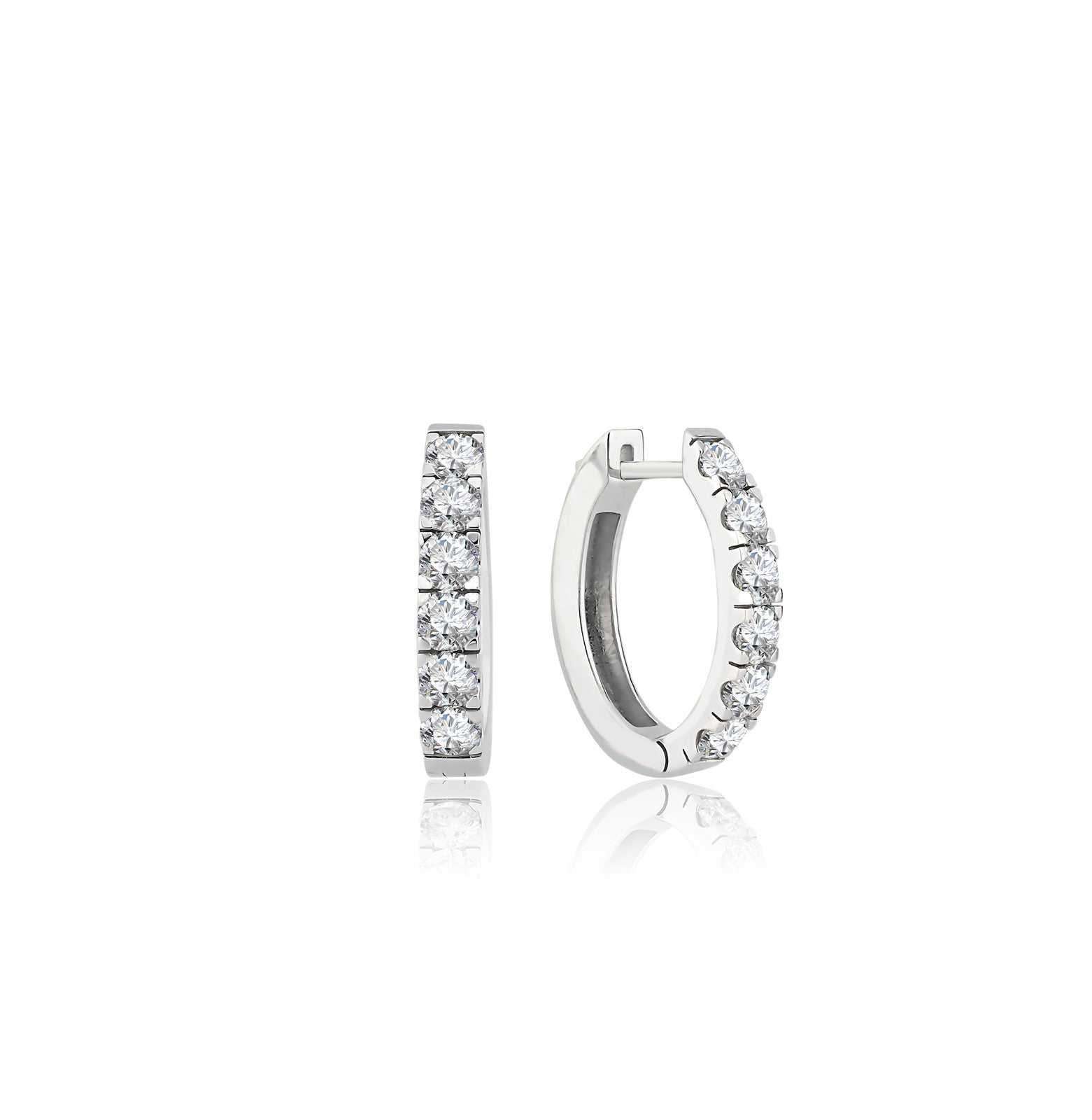 Cercei MD44068 din aur alb 14k forma rotunda cu diamante - Bijuterii LA ROSA