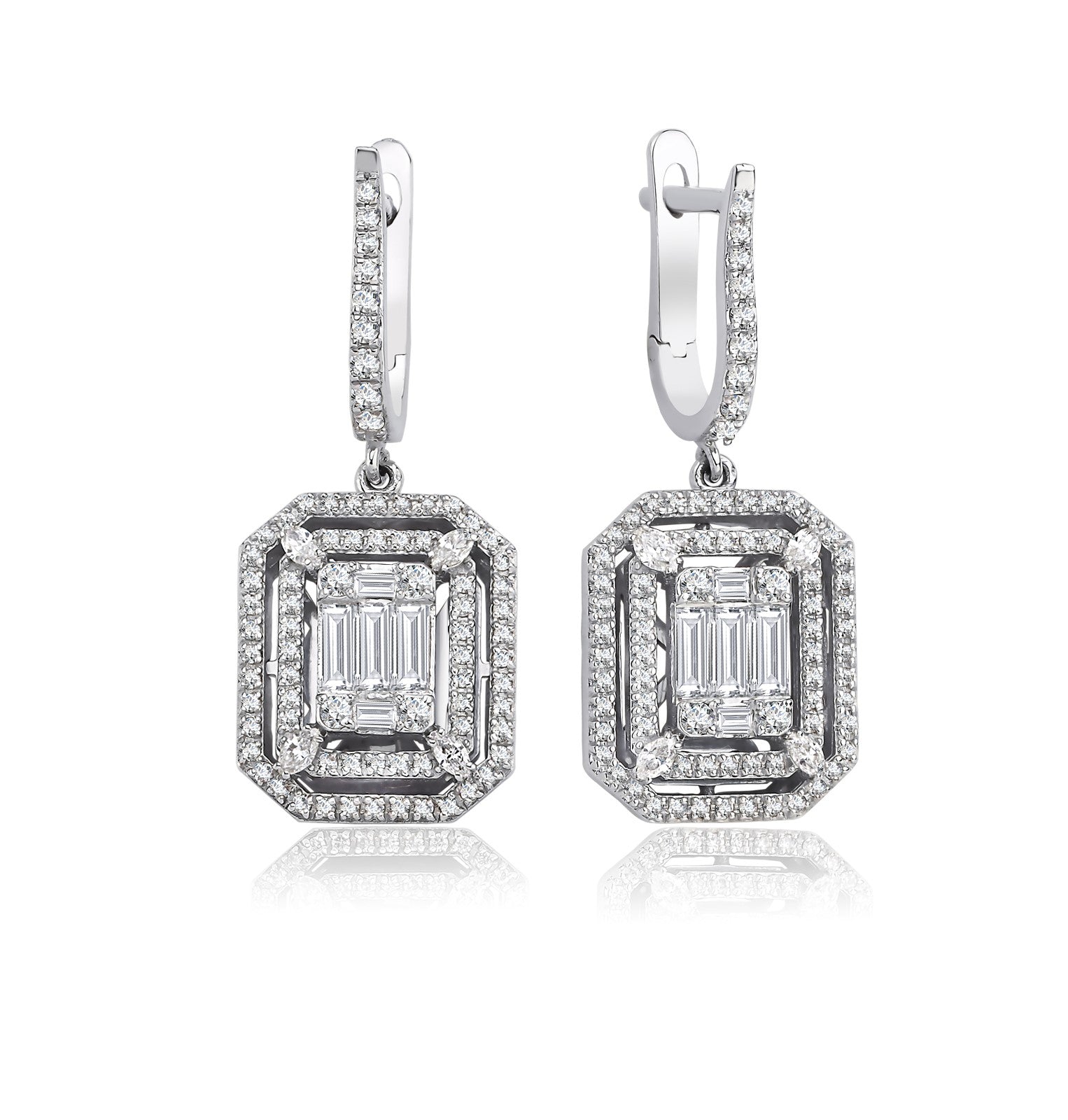 Cercei MD51100 din aur alb 14k cu diamante - Bijuterii LA ROSA