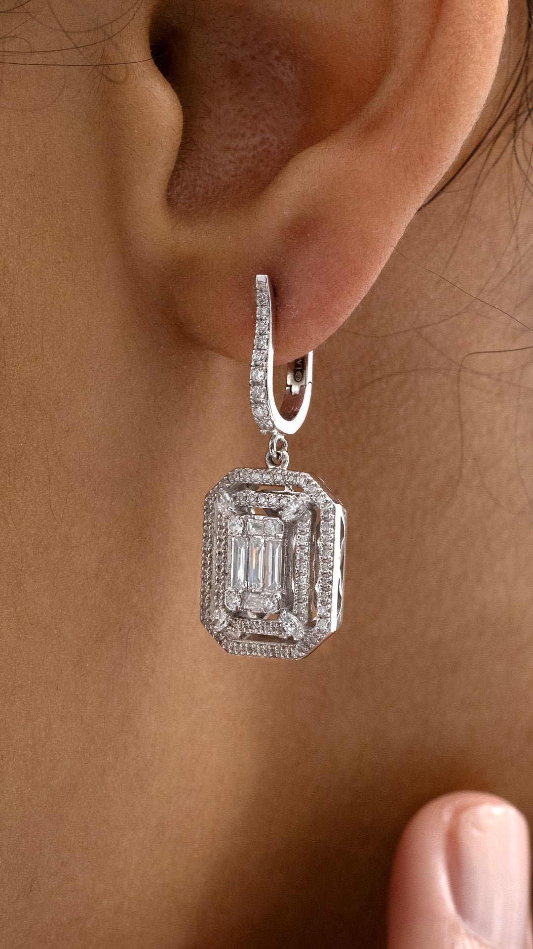 Cercei MD51100 din aur alb 14k cu diamante - Bijuterii LA ROSA