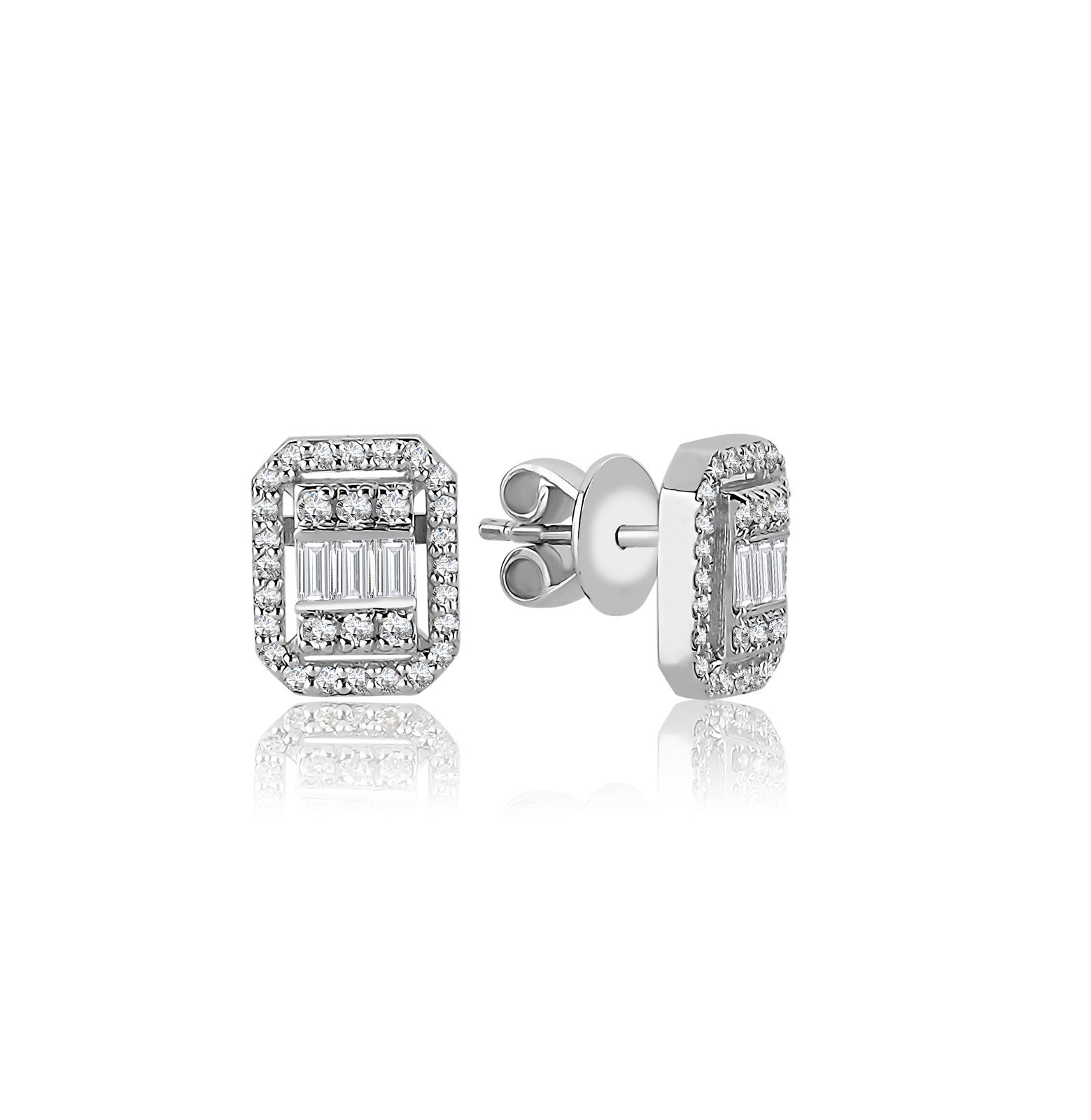 Cercei MD54302 din aur alb 14k cu diamante forma dreptunghi - Bijuterii LA ROSA