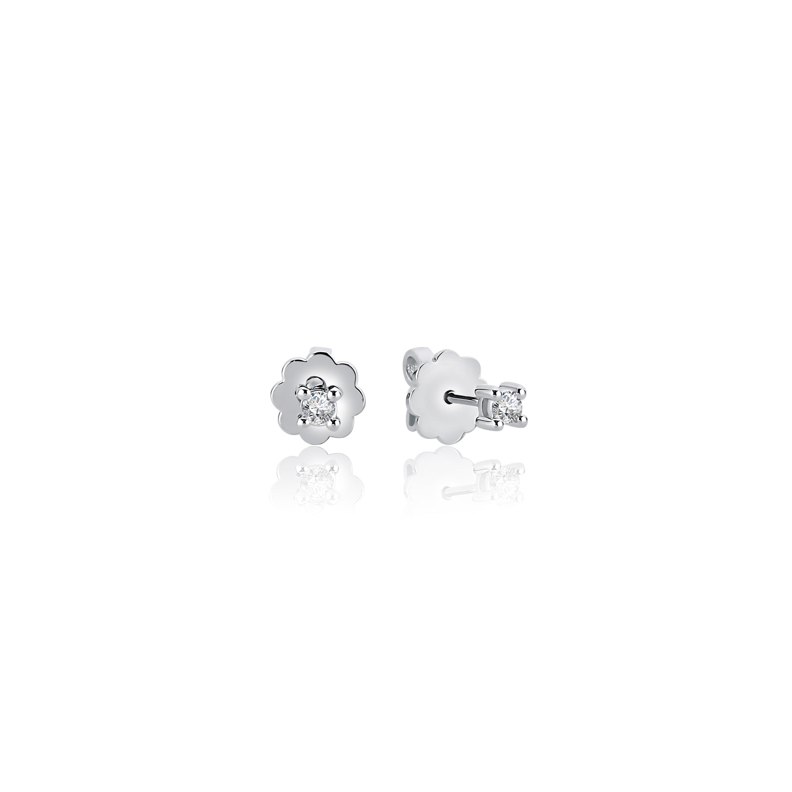 Cercei TK0410E din aur alb 14k cu diamante rotunde - Bijuterii LA ROSA