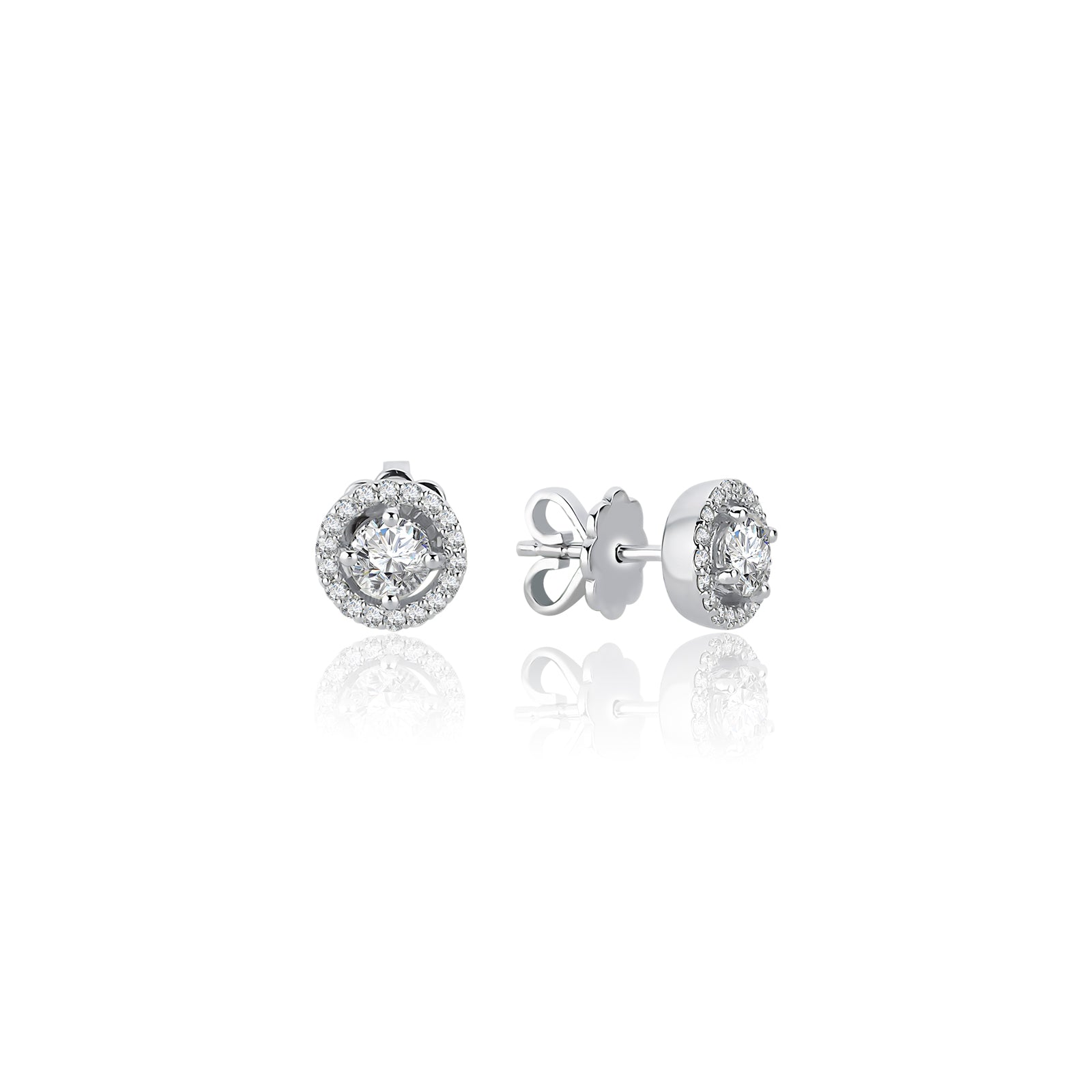 Cercei TK1135-E din aur alb 14k forma rotunda cu diamante - Bijuterii LA ROSA