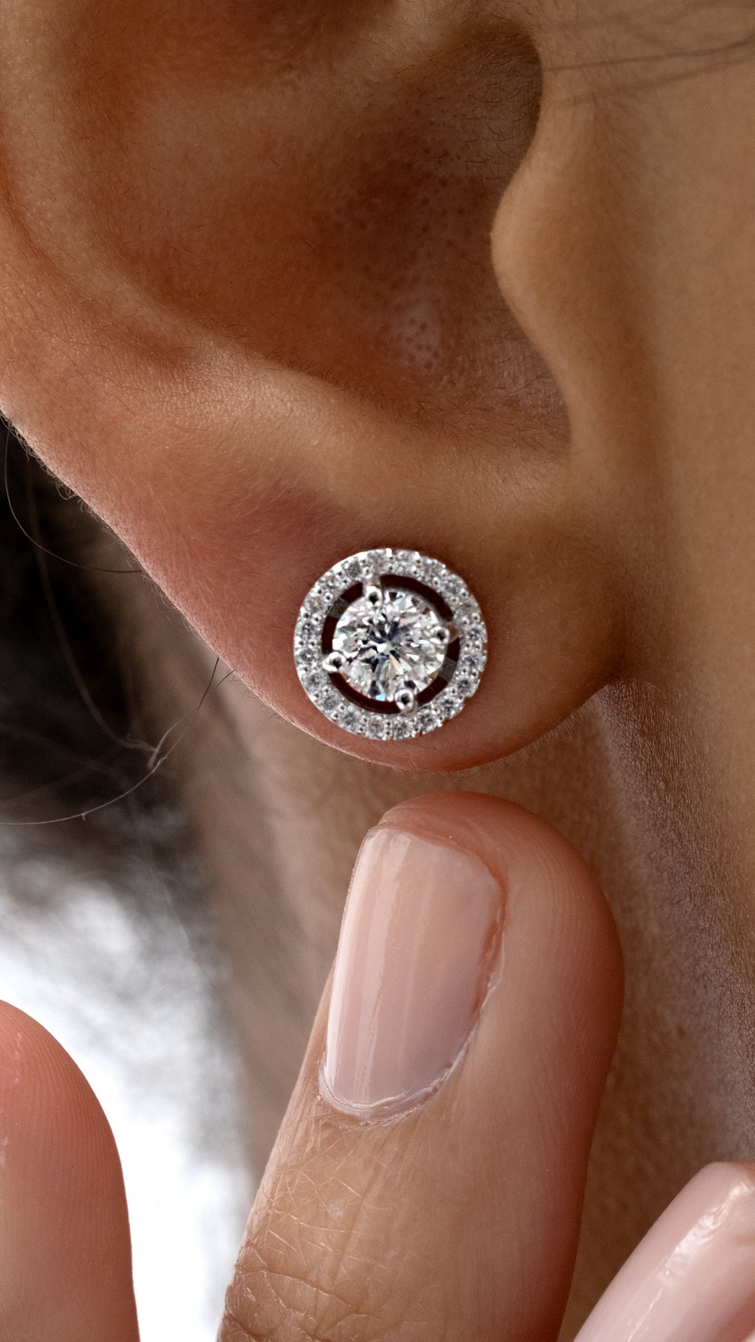 Cercei TK1135-E din aur alb 14k forma rotunda cu diamante - Bijuterii LA ROSA