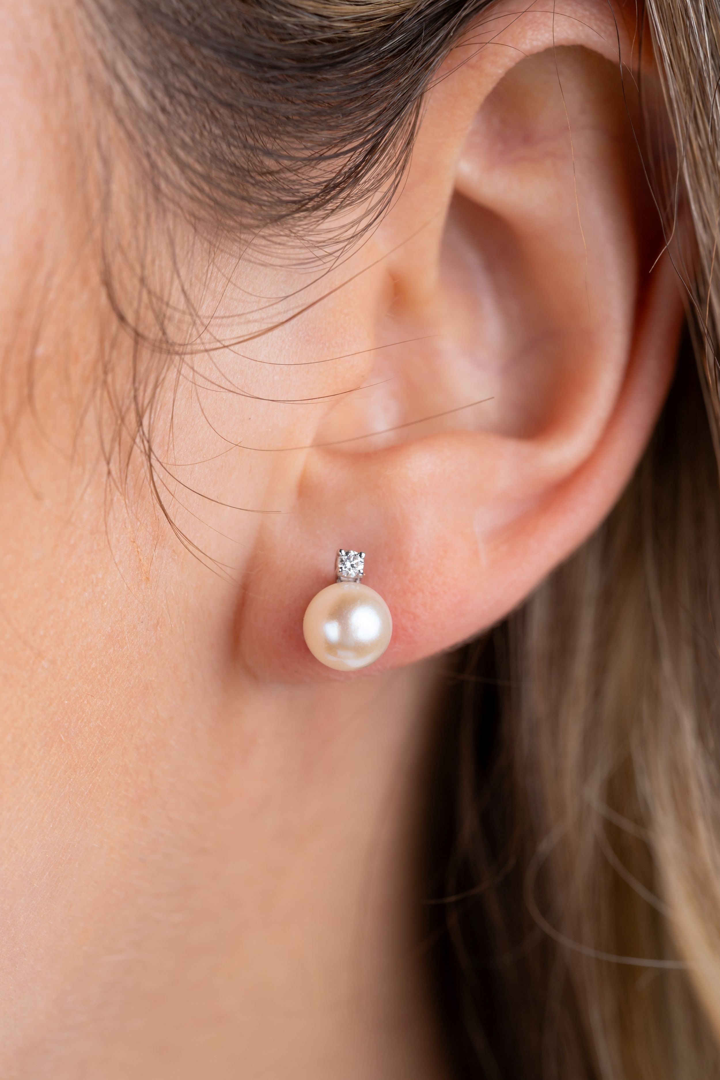Cercei LRSE145SG din aur alb 18k cu perle Akoya si diamante naturale 0.07ct