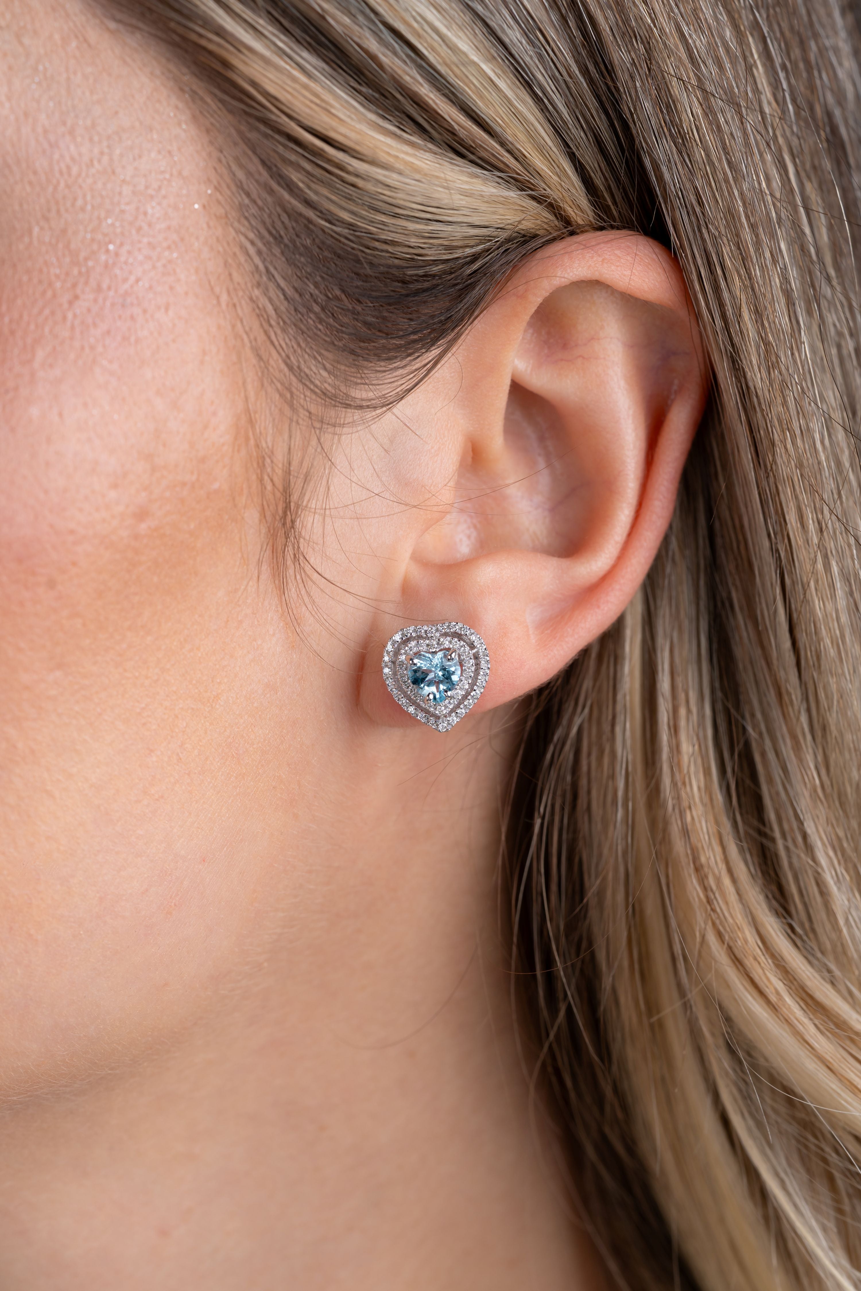 Cercei LRSE2881 aur alb 18k cu aquamarin 1.27ct si diamante naturale 0.36ct