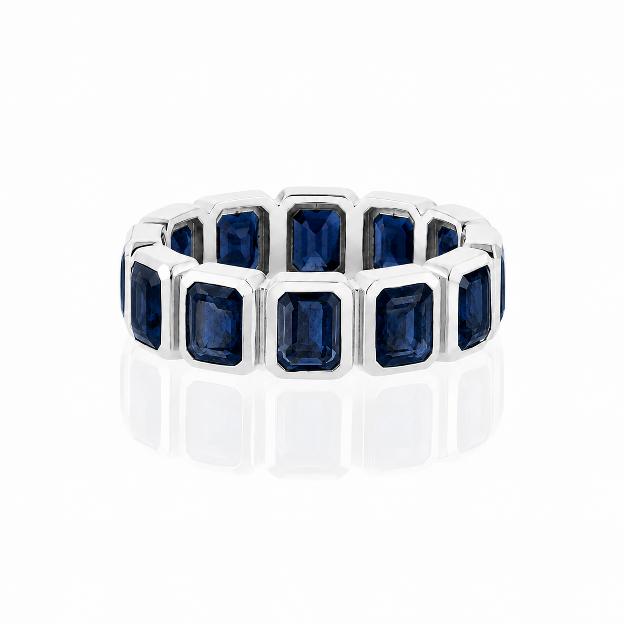 Inel eternity R004554 din aur alb sau roz 14k cu safire 7.39ct