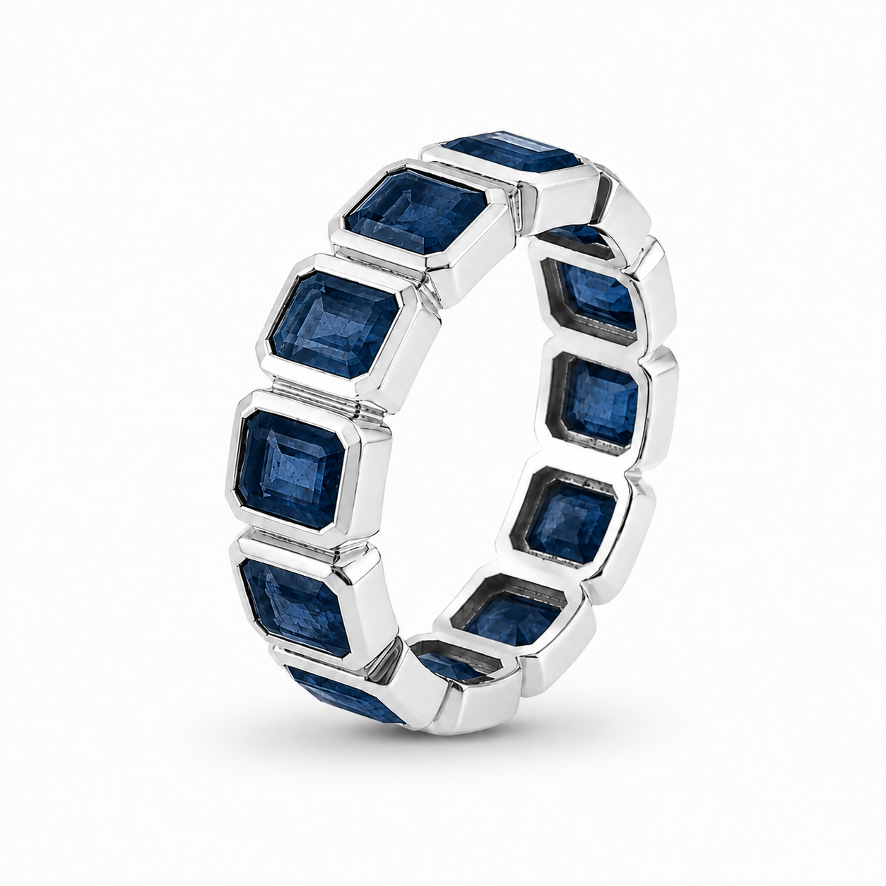 Inel eternity R004554 din aur alb sau roz 14k cu safire 7.39ct