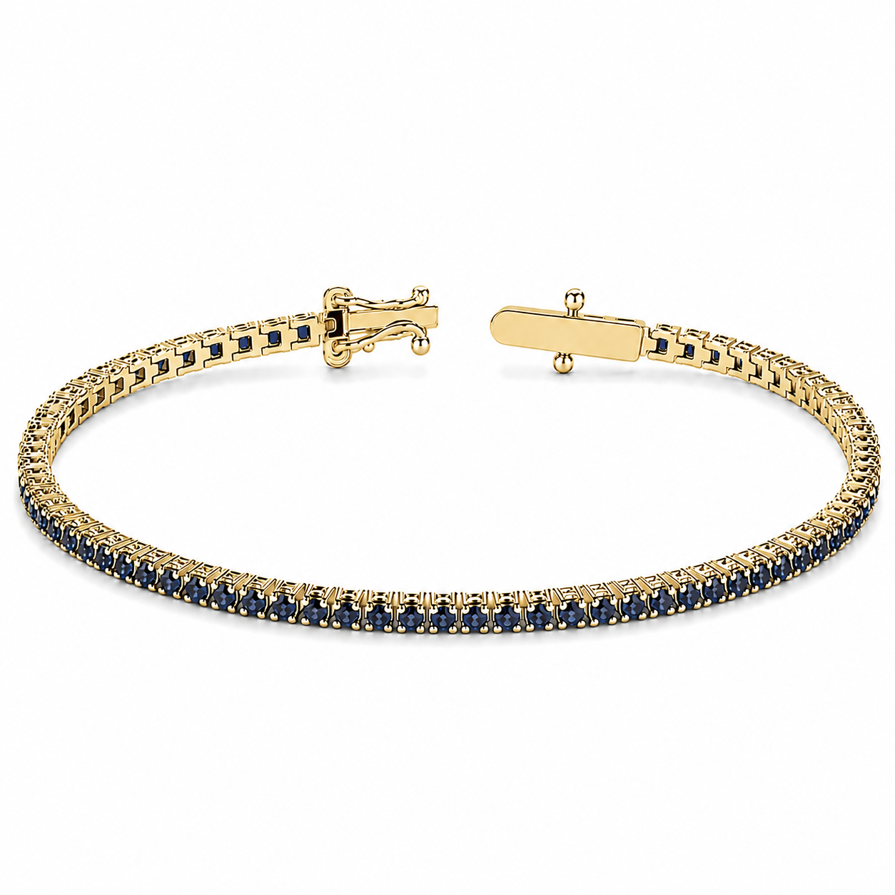 Bratara Tennis BOBR102 din aur galben sau roz 14k cu safire