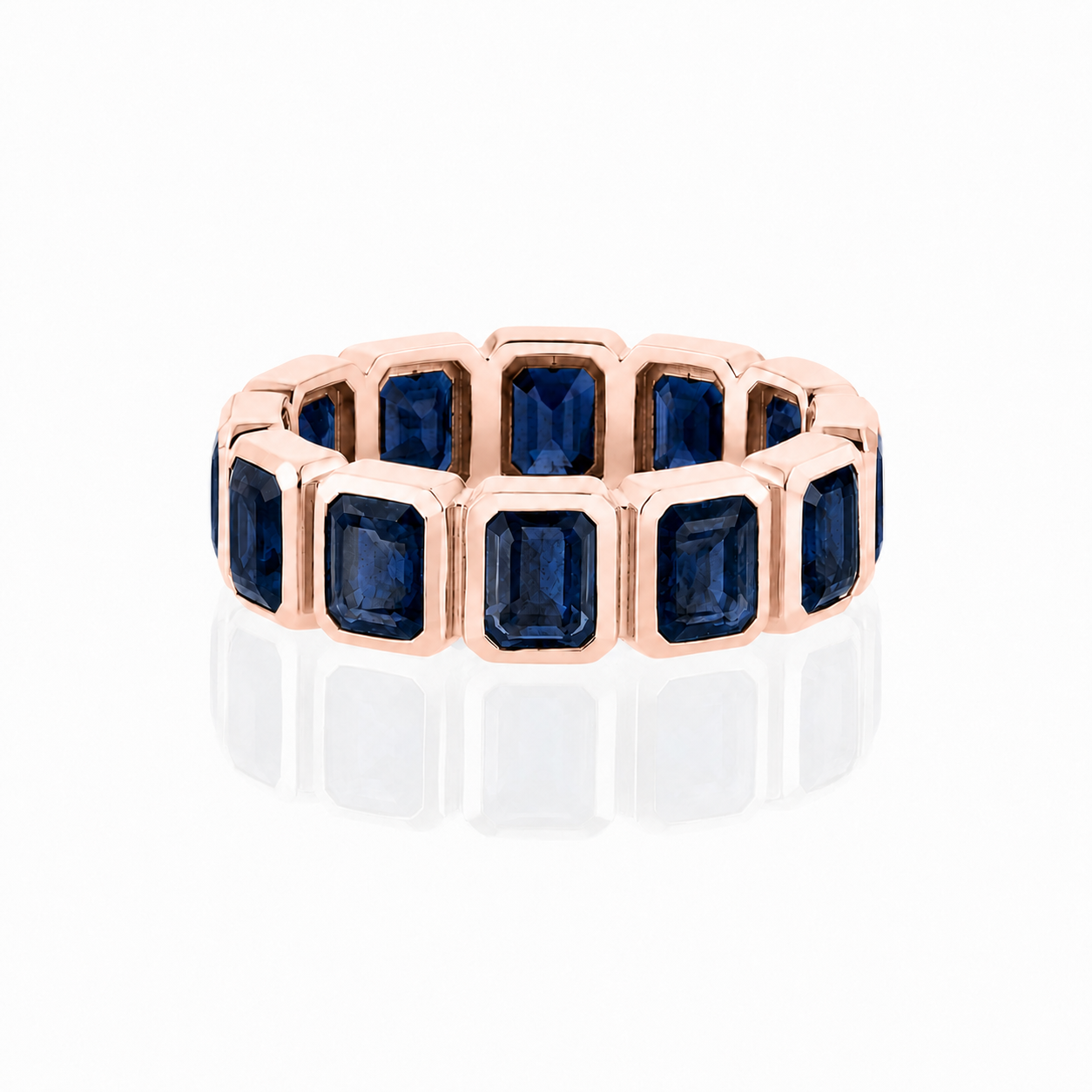 Inel eternity R004554 din aur alb sau roz 14k cu safire 7.39ct