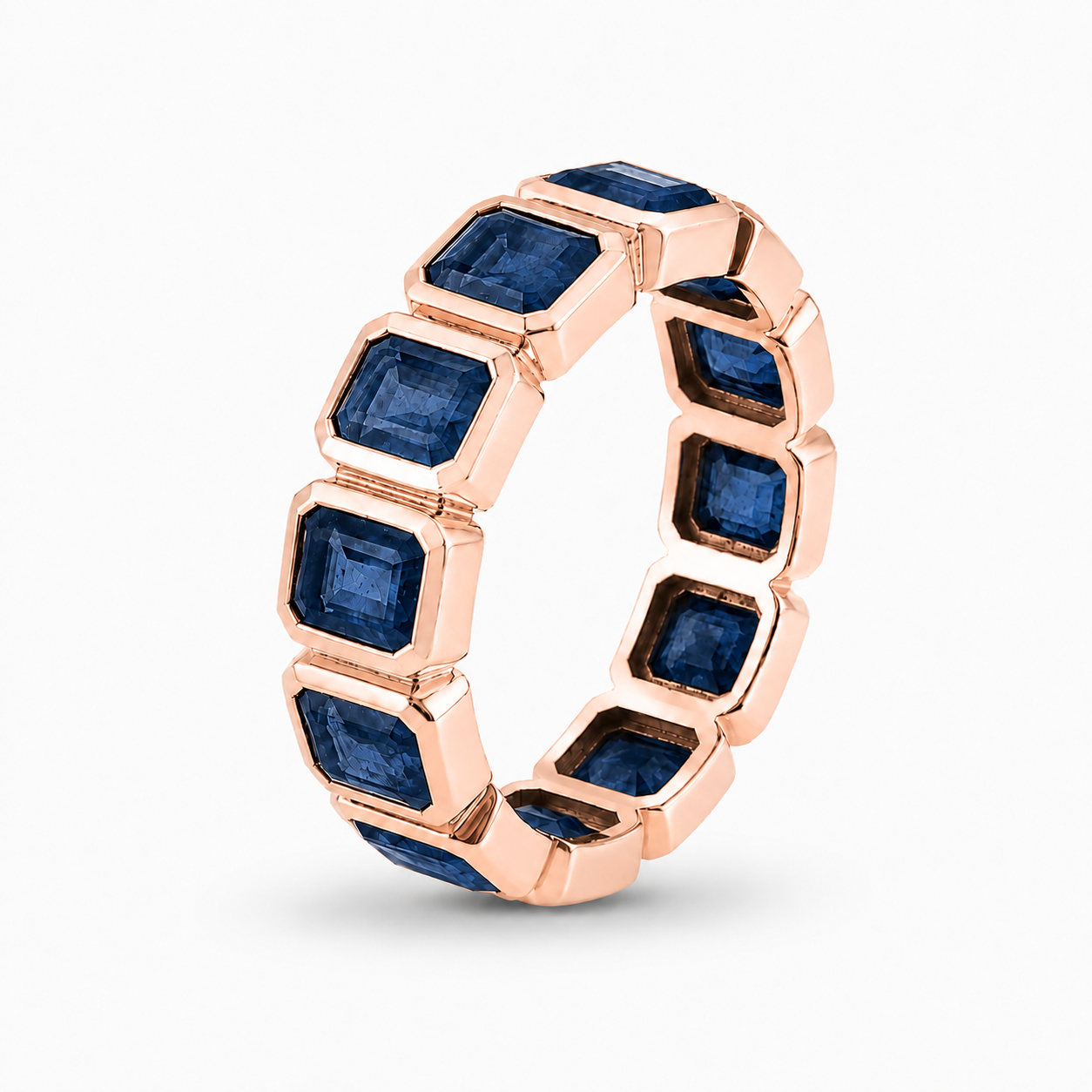 Inel eternity R004554 din aur alb sau roz 14k cu safire 7.39ct