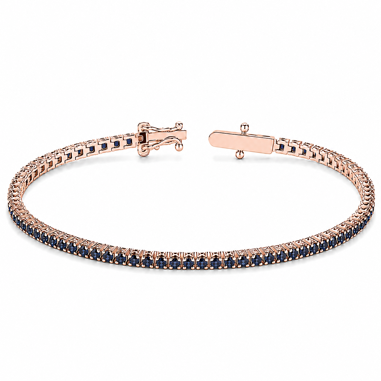 Bratara Tennis BOBR102 din aur galben sau roz 14k cu safire