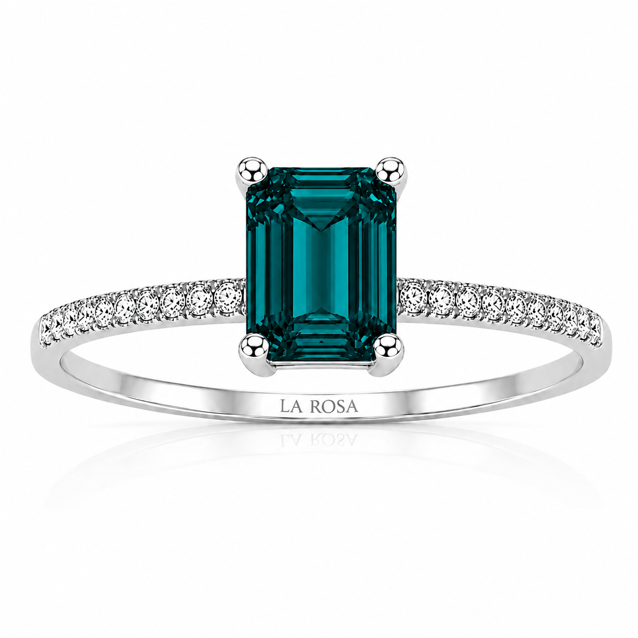 Inel de logodna LRY020 aur alb 18k cu diamant natural albastru 1.14ct