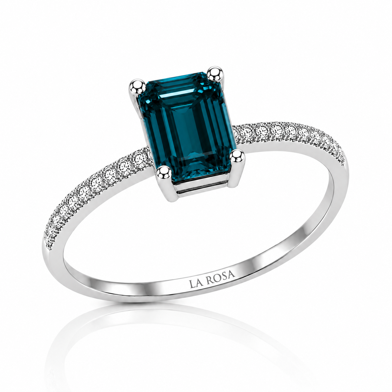 Inel de logodna LRY020 aur alb 18k cu diamant natural albastru 1.14ct