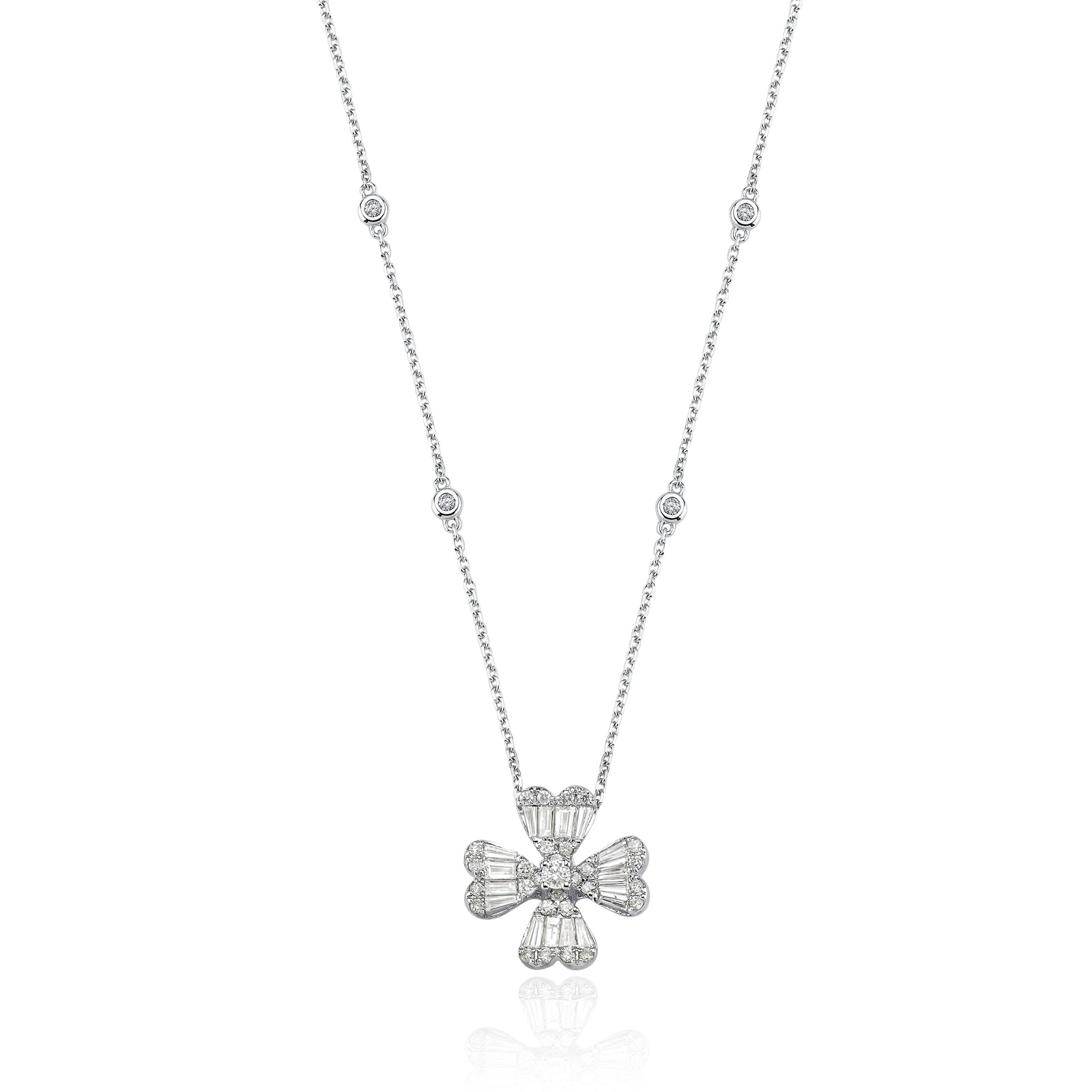 Colier CN0573M din aur alb 14k cu diamante - Bijuterii LA ROSA