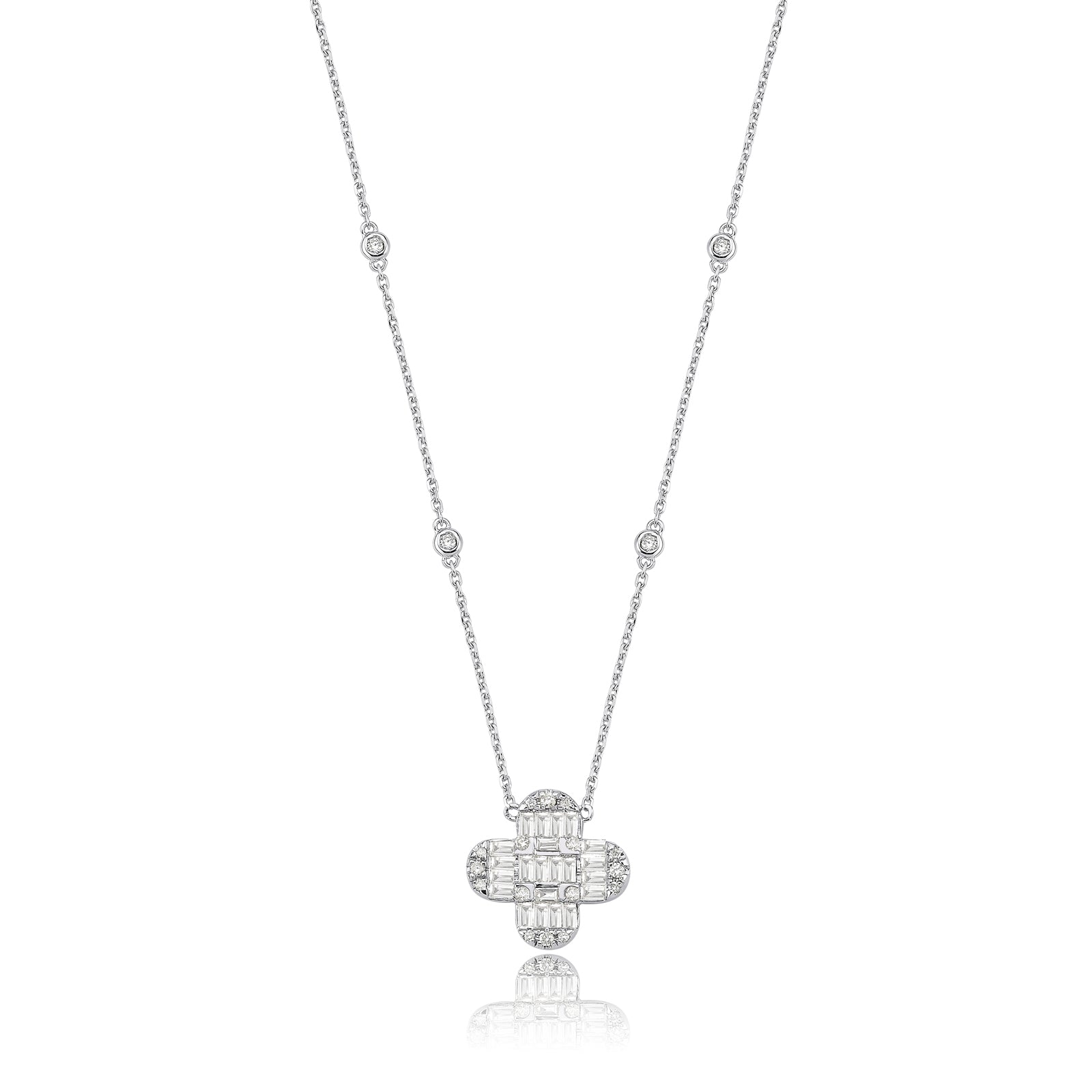 Colier CN0578M din aur alb 14k cu diamante - Bijuterii LA ROSA