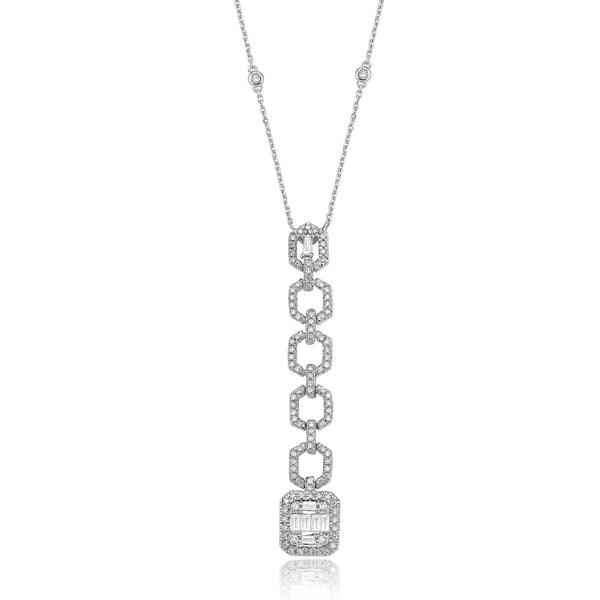 Colier CN0630M din aur alb 14k cu diamante - Bijuterii LA ROSA
