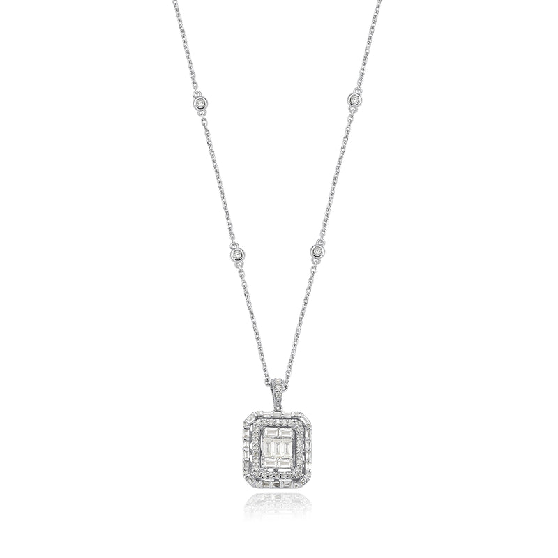 Colier CN1095M din aur alb 14k cu diamante - Bijuterii LA ROSA