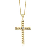 Colier CR0022 forma cruce din aur galben 14k cu diamant rotund - Bijuterii LA ROSA