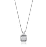Colier MD06174 din aur alb 14k cu pandant forma dreptunghi si diamante baguette - Bijuterii LA ROSA