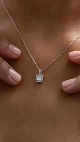 Colier MD30615 din aur alb 14k forma dreptunghi cu diamante - Bijuterii LA ROSA