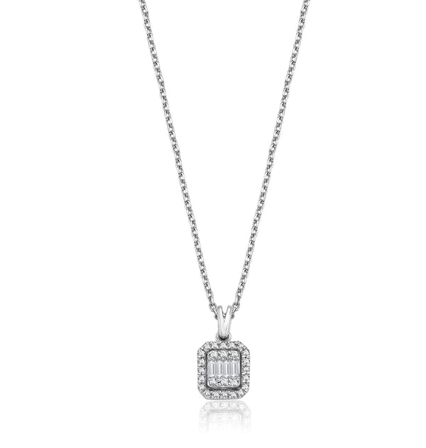 Colier MD30616 din aur alb 14k cu diamante baguette - Bijuterii LA ROSA