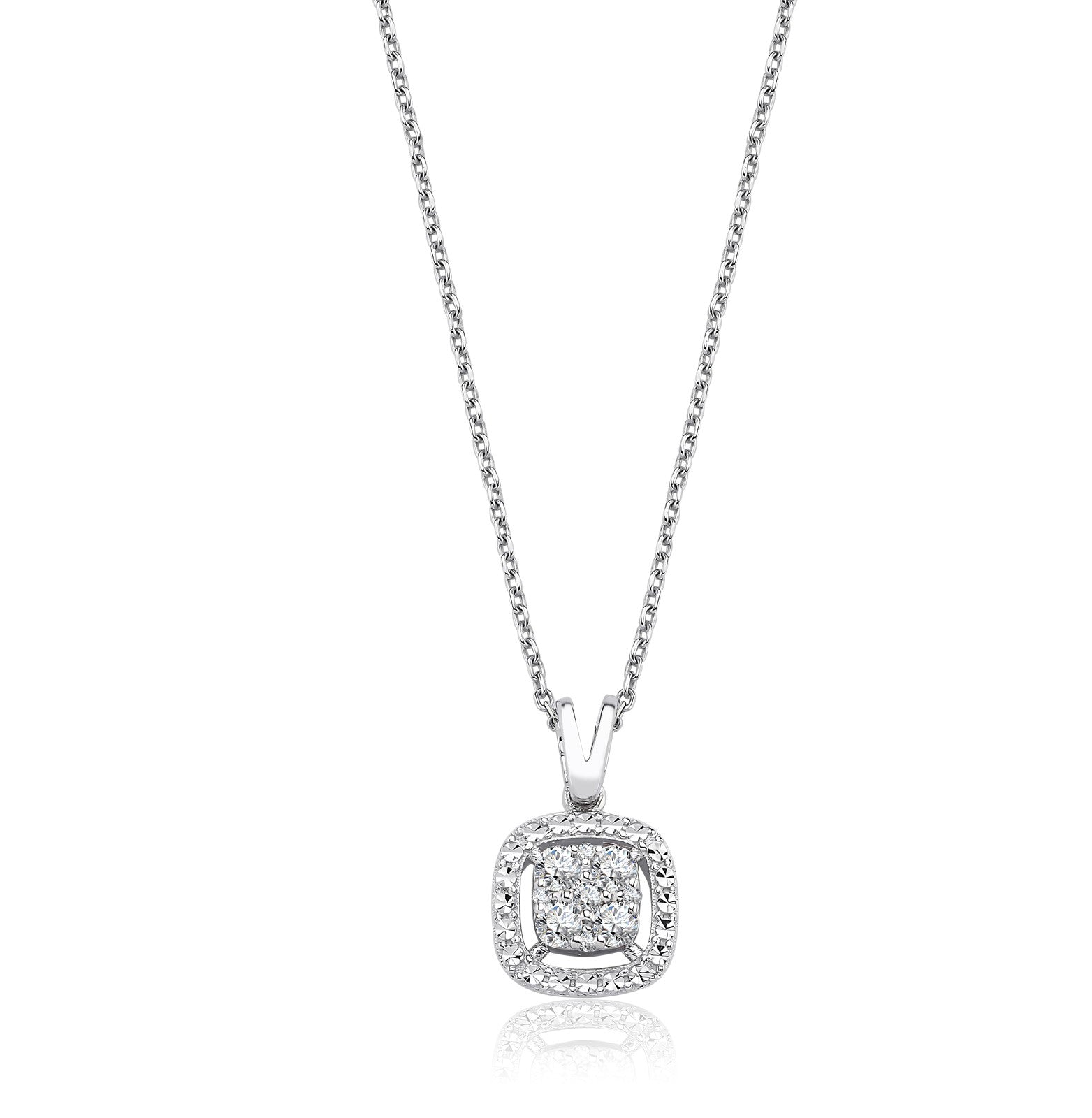 Colier MD43104 din aur alb 14k cu diamante rotunde - Bijuterii LA ROSA