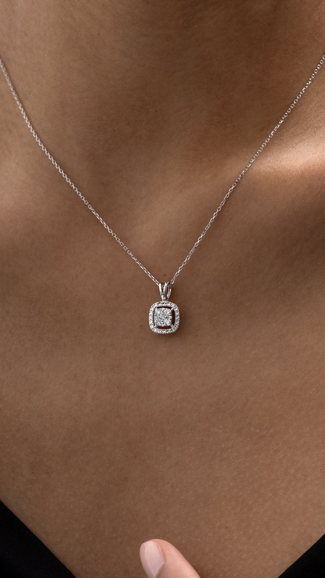 Colier MD43104 din aur alb 14k cu diamante rotunde - Bijuterii LA ROSA