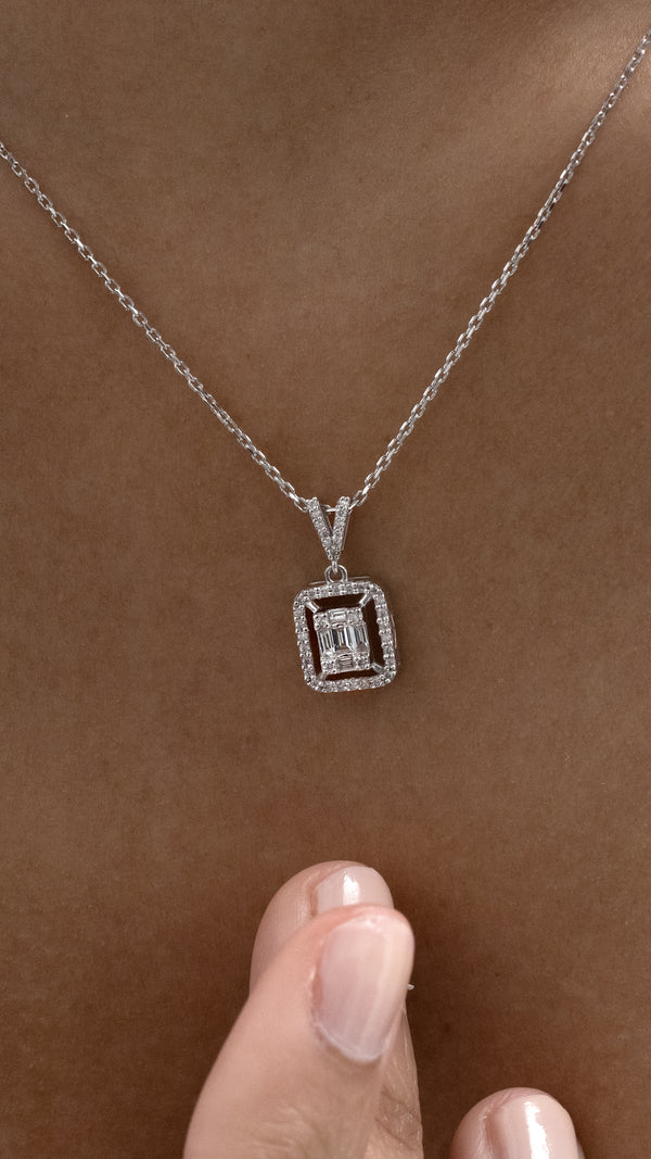 Colier MD52446 din aur alb 14k cu diamante - Bijuterii LA ROSA