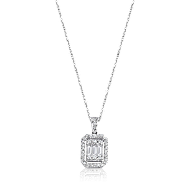 Colier MD54301 din aur alb 14k forma dreptunghi cu diamante baguette - Bijuterii LA ROSA