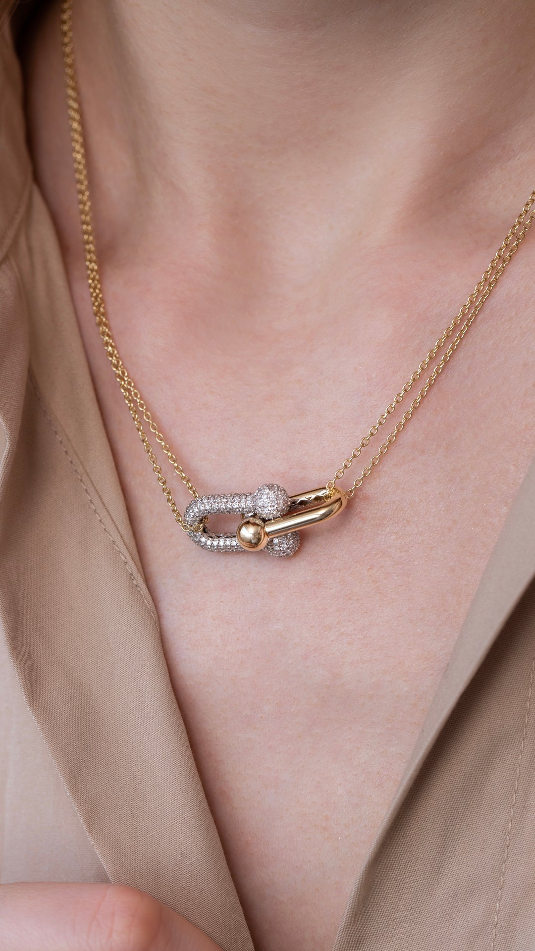 Colier TF0037M din aur galben si aur alb 14k cu diamante - Bijuterii LA ROSA