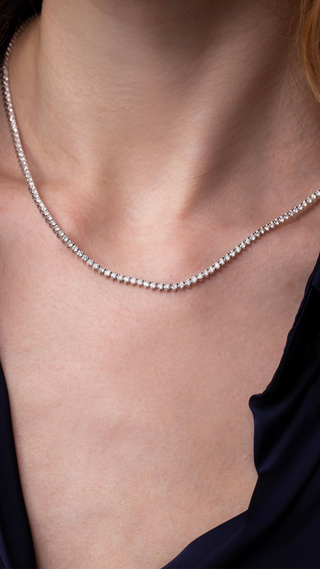 Colier Tennis TN0001K din aur alb 14k cu diamante - Bijuterii LA ROSA