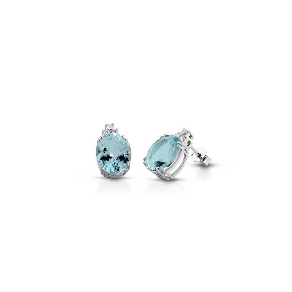 Cercei din aur alb 18k cu aquamarin 6.54ct si diamante naturale 0.14ct