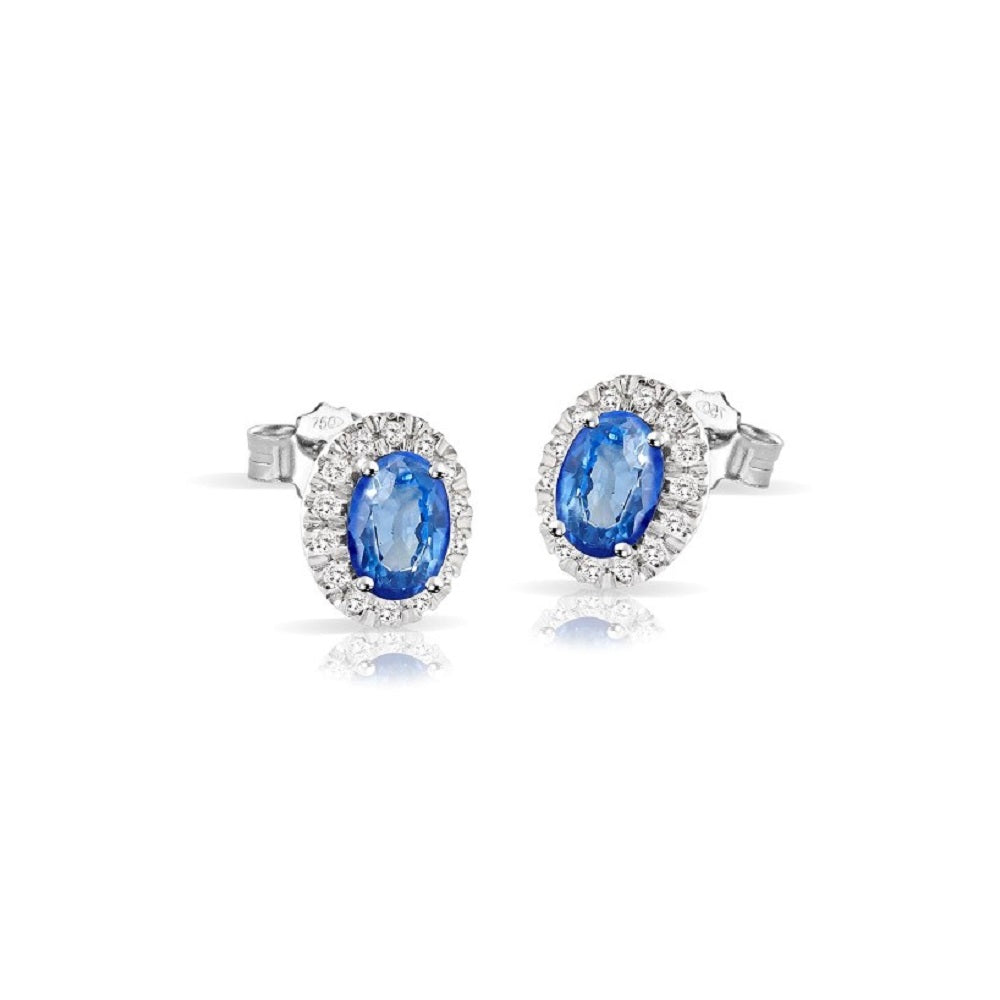 Cercei din aur alb 18k cu safire 2.06ct si diamante naturale 0.26ct