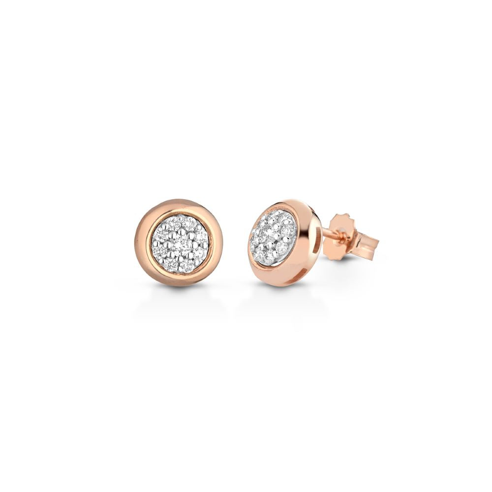 Cercei din aur roz 18k cu diamante naturale 0.17ct