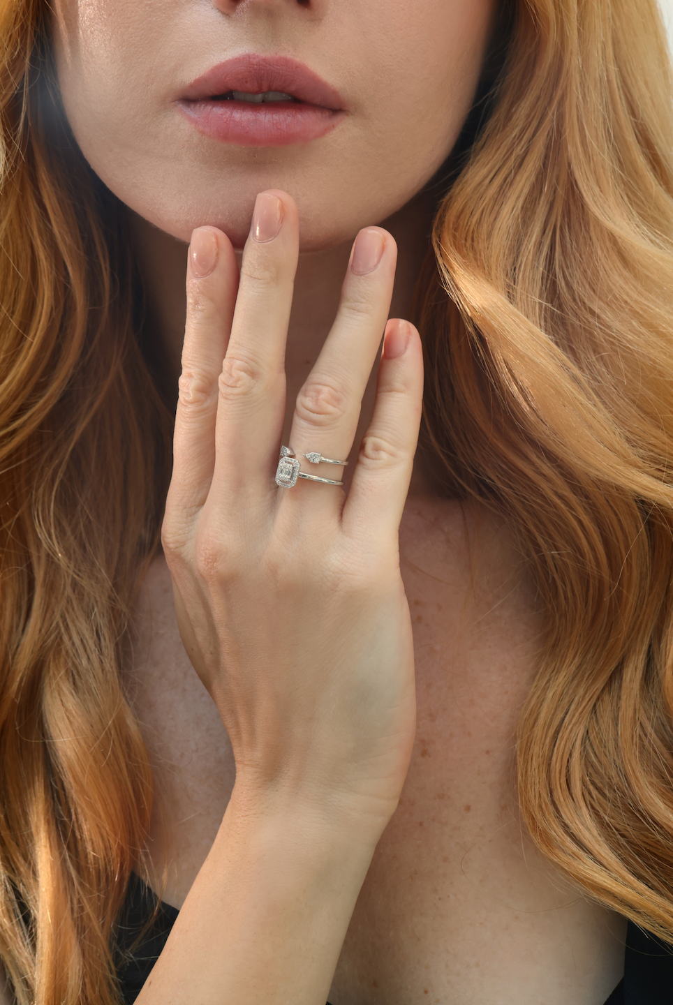 INEL DUBLU RING R006190 DIN AUR ALB 14K CU DIAMANTE - Bijuterii LA ROSA