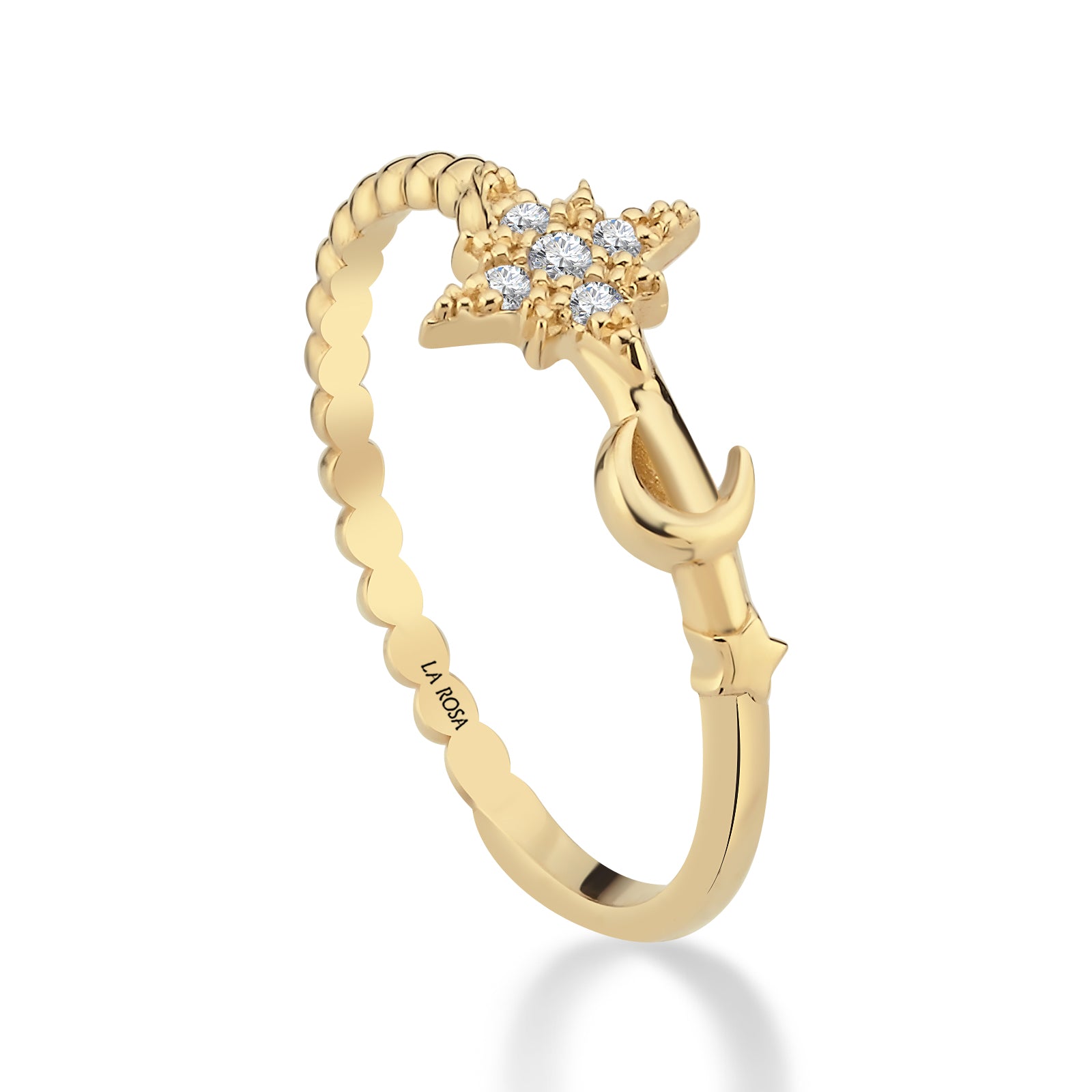 INEL CELESTIAL GRACE DIN AUR GALBEN 14K FORMA STEA CU DIAMANTE - Bijuterii LA ROSA
