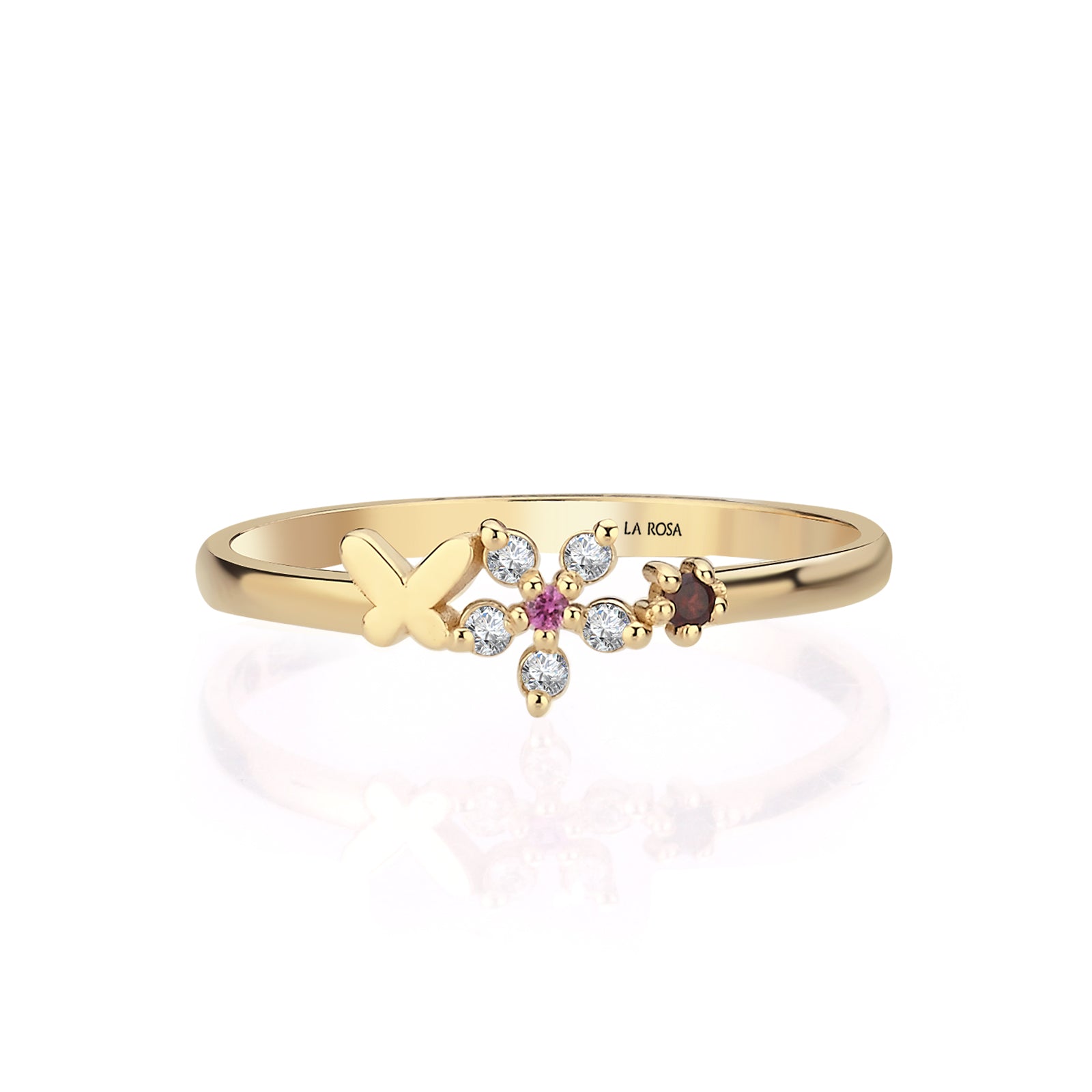 INEL DELICATE MAJESTY DIN AUR GALBEN 14K FORMA FLOARE CU DIAMANTE SI TOPAZ - Bijuterii LA ROSA