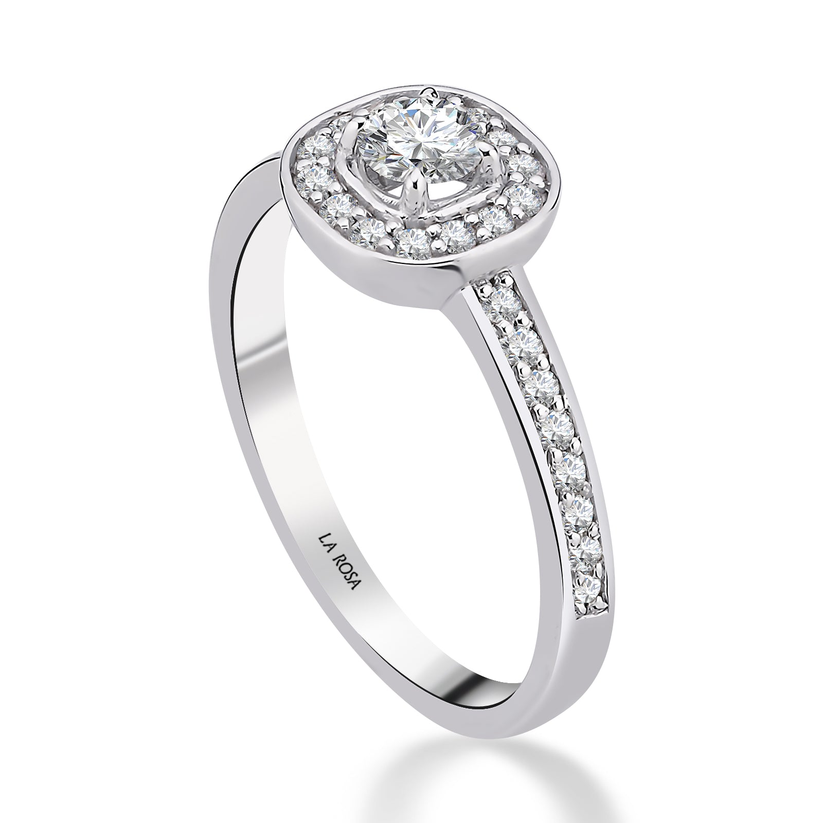 INEL DE LOGODNA LRY609 DIN AUR ALB 18K CU DIAMANT ROTUND - Bijuterii LA ROSA