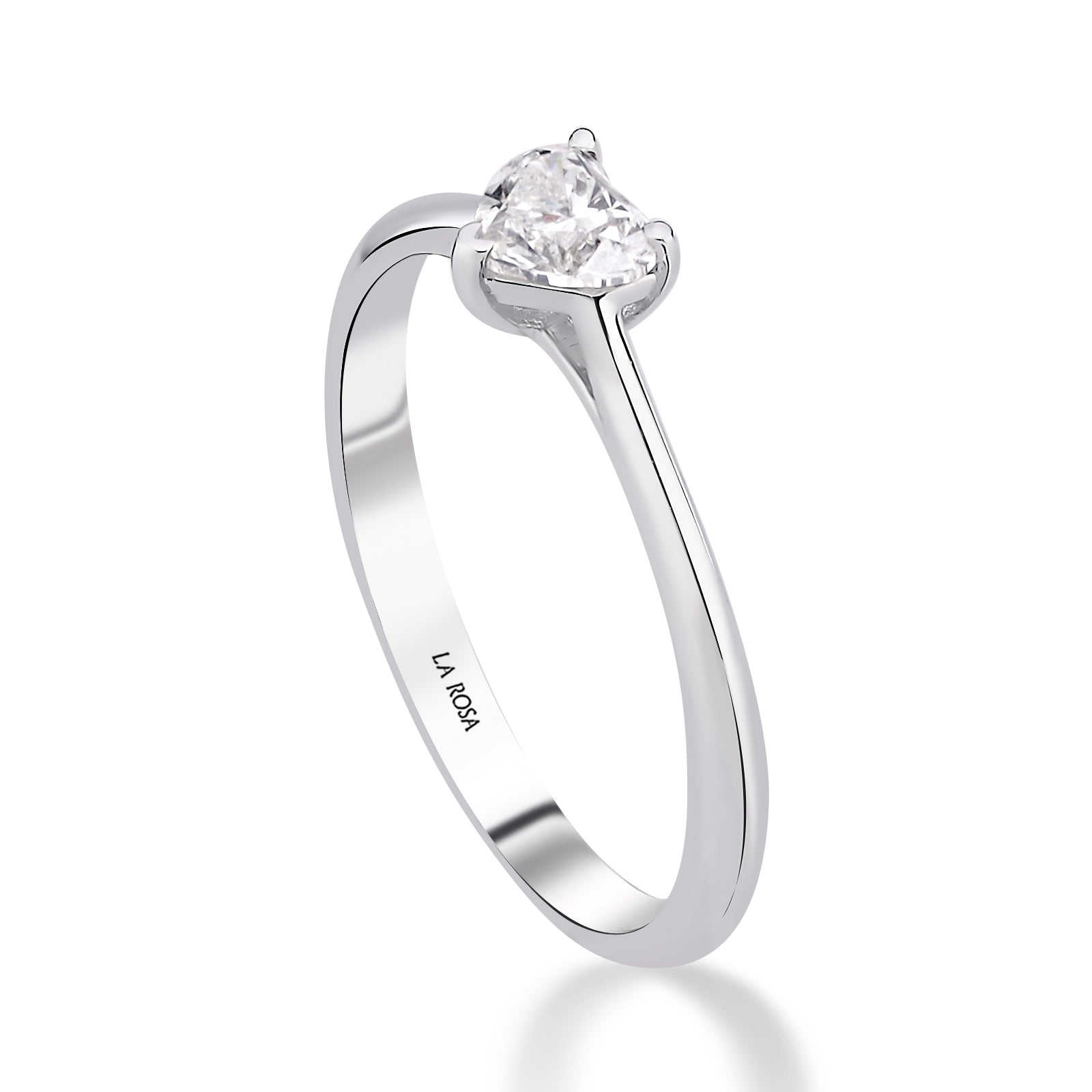 INEL DE LOGODNA LRY610 DIN AUR ALB 18K CU DIAMANT INIMA - Bijuterii LA ROSA