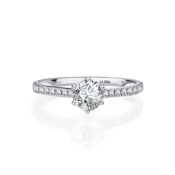 INEL DE LOGODNA LRY615 DIN AUR ALB 18K CU DIAMANT ROTUND - Bijuterii LA ROSA