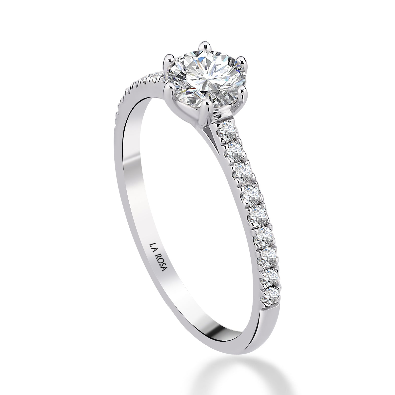INEL DE LOGODNA LRY615 DIN AUR ALB 18K CU DIAMANT ROTUND - Bijuterii LA ROSA